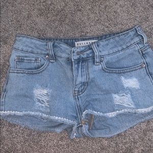 blue ripped jean shorts!
